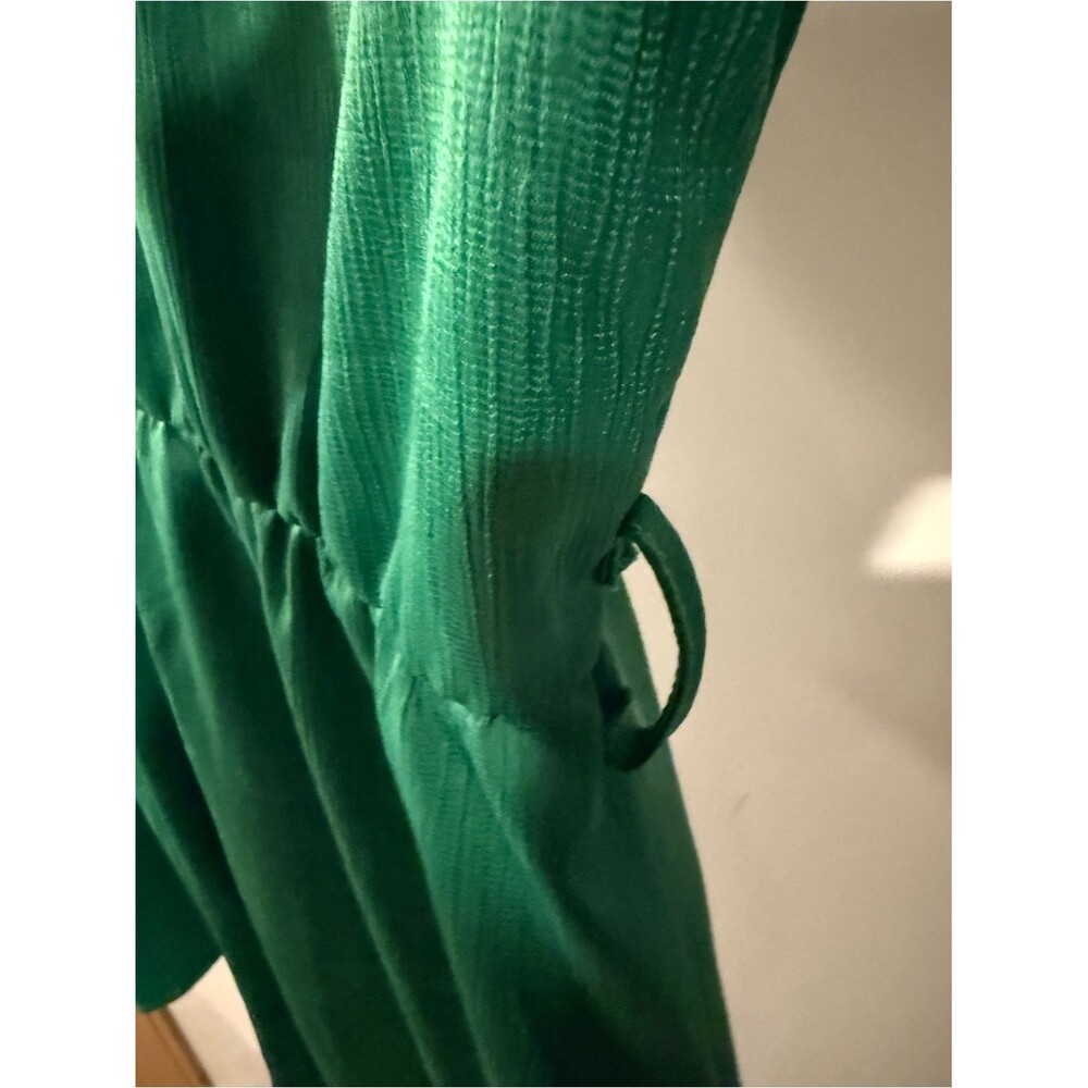 Emerald Green Wrap-Front Peplum Blouse - Picture 6 of 7